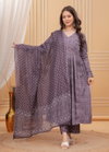Purple Colour Rayon Printed Kurti With Pant Dupatta Wholesale Market In Surat Aaradhna 2037
